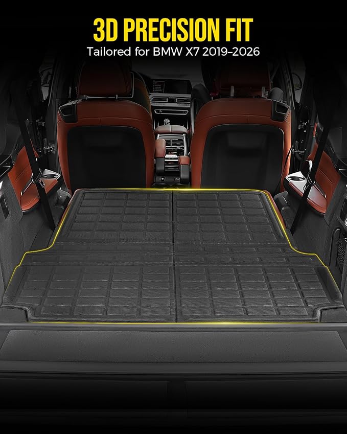 All Weather Cargo Liner for BMW X7 2026 2025 2024 2023 2022 2021 2020 2019 (G07) Rear Trunk Mat, Custom-Fit Behind 3rd Row Cargo Mat Waterproof XPE SUV Boot Accessories