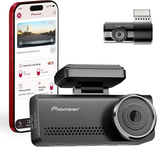 Pioneer VREC-Z820DC Dual Dash Cam Front and Rear Car Camera - Premium 4K Camera, AI-ISP Starvis Night Vision, 139 Degree Wide Lens, ADAS Safety Alerts, Built in GPS, Impact Detection, 24/7 Coverage