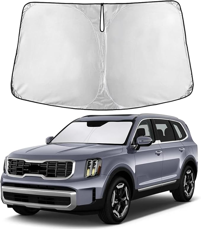 Autovir Windshield Sun Shade Fit for 2020-2023 2024 2025 Kia Telluride Sun Shade, Front Window Sun Visor, UV Protection, Heat Blocker, Foldable Car Accessories