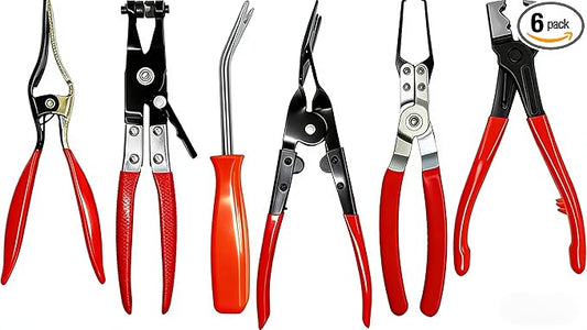 Professional Hose Clamp Kit 6Pcs, Fuel Line Pliers Set, Includes Disconnecting Pliers, Crimping Plier, Cutting Plier, And Wire Strippers for Tackle Wiring, Electrical Repairs, Auto Maintenance (6)
