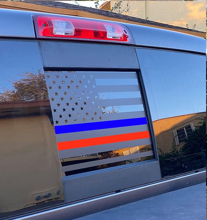 Xinghe for Dodge Ram 2009 to 2024 2025 2026, American Flag Decals Stickers for Truck Back Middle Window, Matte Black USA Flag Decal