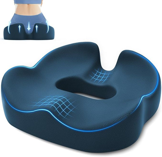SweetSlubr Large Donut Pillow Seat Cushion for Hemorrhoid Discomfort&Tailbone Pressure, Office Chair Cushion for Long Sitting, Ergonomic Coccyx Pillow for Postpartum Pregnancy, Blue, X-Large