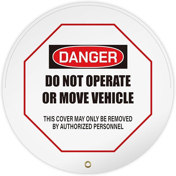 1 Pcs Steering Wheel Cover for Lockout Tagout - 20" Danger Do Not Operate Reinforced Vinyl for Trucks Pallet Jacks Forklifts
