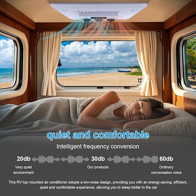 DC 12V AC unit RV Rooftop Air Conditioner Ultra-thin cool & heat Fit for Motorhome van Truck cab cars Commercial Vehicles quiet Energy Saving Intelligent frequency conversion parking Air Conditioners