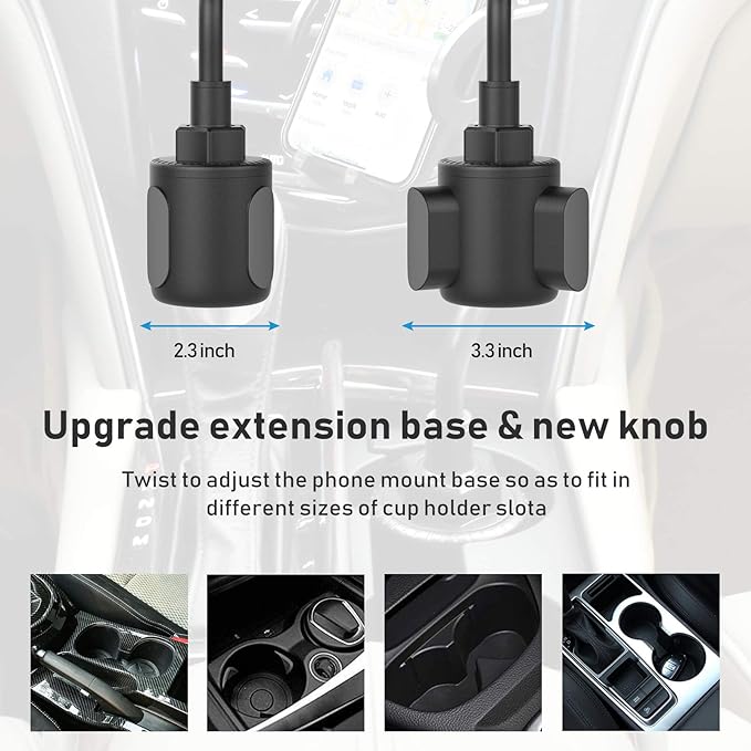 Phone Holders for Your Car, Cup Holder Phone Mount, Universal Adjustable Gooseneck Cup Holder Cradle Car Mount for iPhone 17/16/15/14/13/12/11/Pro Max/X/Xs/XsMax/8/8Plus,Samsung,Huawei,LG, Sony(Black)