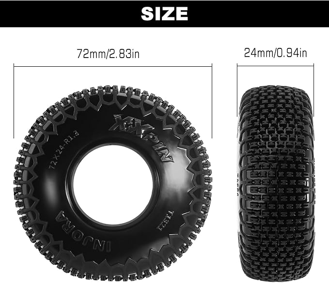 INJORA 1.3" XHX Pin Tires for TRX4M SCX24, 72 * 24mm, S5 Compound, 4PCs(T1321)