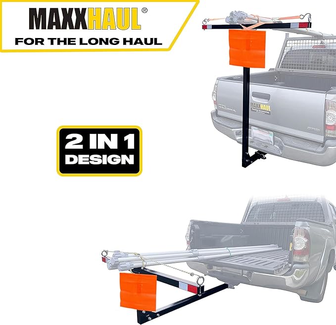 MaxxHaul 70229 Pick-Up Truck Bed Extender - 350 lb Capacity For Ladder, Rack, Canoe, Kayak, Long Pipes and Lumber , Black, 53.2 x 17.2 x 2.5 inches