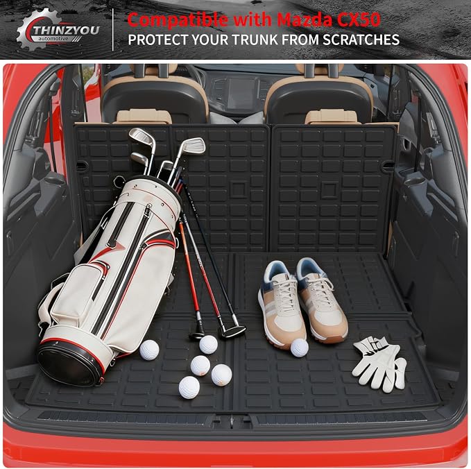 Cargo Mat Compatible with 2023 2024 2025 2026 Mazda CX50 Trunk Mat Trunk Liner Cargo Liner TPE All Weather Back Seat Cover Protector 2024 CX-50 Accessories (Trunk Mat+Backrest Mats)