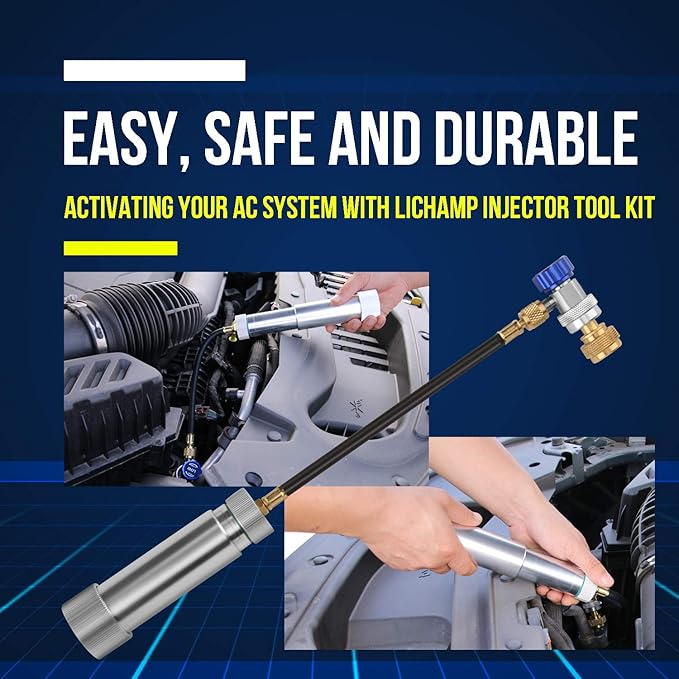 Lichamp AC Oil Injector R134A, R1234YF Refrigerant A/C Dye Injector Kit with Adjustable Coupler and Oil Checkers