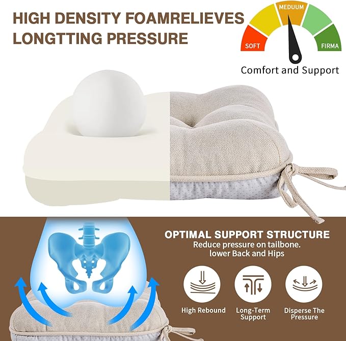 BETU Chair Cushions for Dining Chairs Set of 2,3.5" Thick Kitchen Table Chair Pads with Ties,Non Slip Backing and Covers, Seat Cushion for Dining Room,Bar,Patio Chairs,15.5"X15.5"X3.5",Beige
