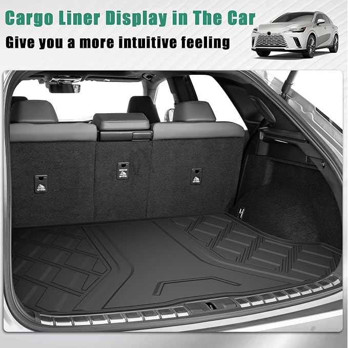 Custom Fit Floor Mats & Cargo Liner for Lexus RX350/RX350h/RX500h 2023-2026 (Excludes RX450h+ PHEV), Heavy Duty TPE All-Weather Trunk Mat