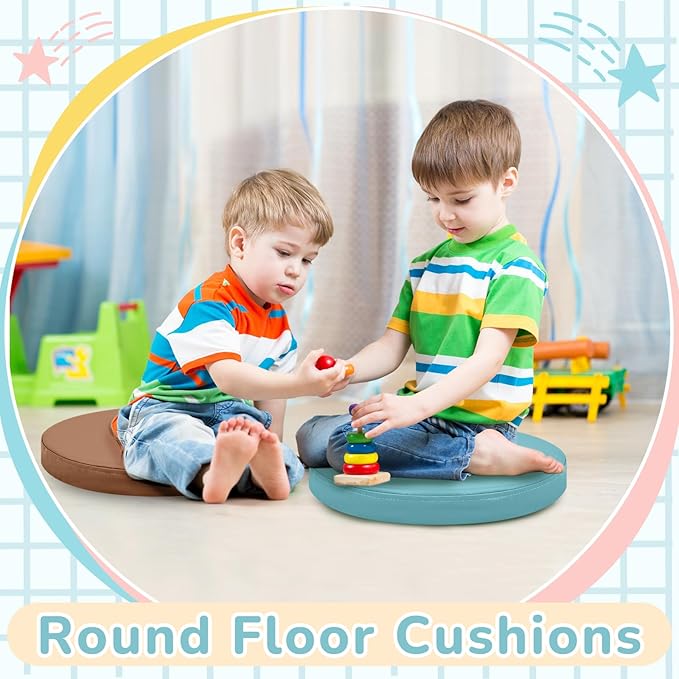 Juexica 8 Pcs Extra Thick Flexible Seating Floor Cushion Assorted Colored Floor Pillow Classroom Seat Cushion Soft Classroom Seating for Kid Learning(Advanced Color,13.8 x 13.8 x 2 Inch,Round)