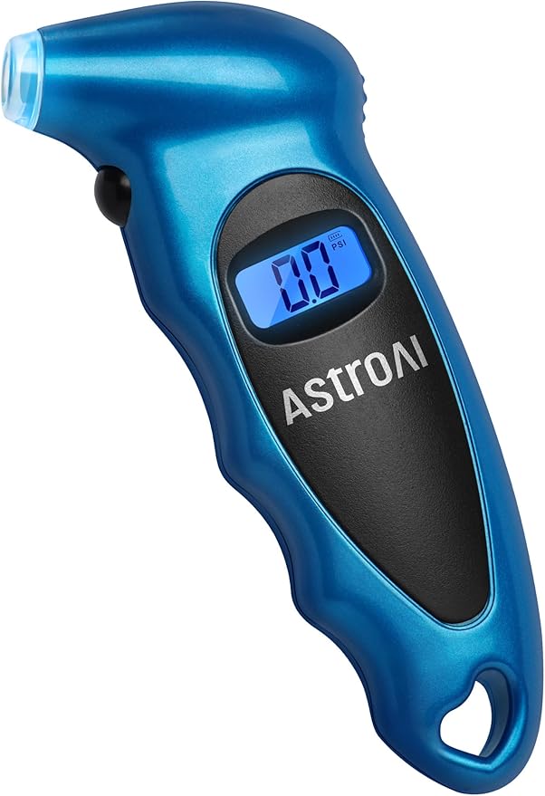 AstroAI Digital Tire Pressure Gauge 0-150PSI Calibrated to ANSI B40.7 +/-1PSI, Accurate in 0.1 Increments, 4 Units for Car Truck Bicycle with Backlight LCD, Blue