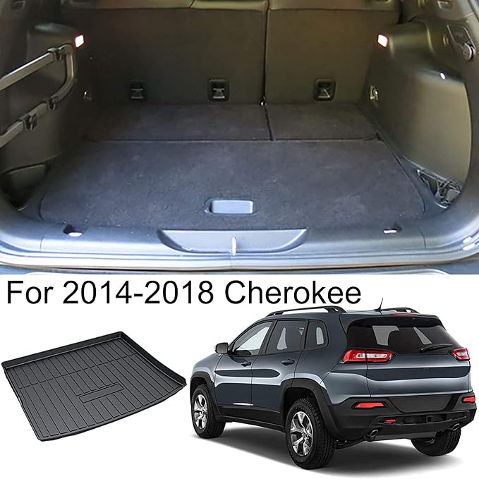 Cherokee Cargo Liners - All-Weather Protection Rear Cargo Trunk Tray Floor Mats Compatible with 2014-2018 Jeep Cherokee,NOT for Grand Cherokee， 3D Modeling Waterproof Durable Accessories Custom-Fit