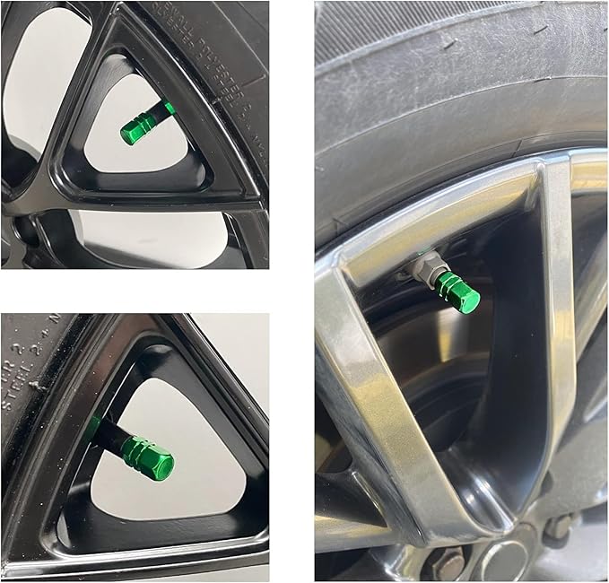 JUSTTOP Car Tire Valve Stem Caps, 12pcs Air Caps Cover, Universal for Cars, SUVs, Bike, Trucks and Motorcycles-Green