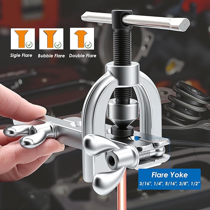 smseace 112Pack 3/16 Inch+1/4 Inch Double & Single Brake Line Flaring Tool Kit include 25 FT Copper-plated Brake Lines with Fittings,Union,Tubing Bender,Flare Tool,Cutter Brake Line Repair Kit
