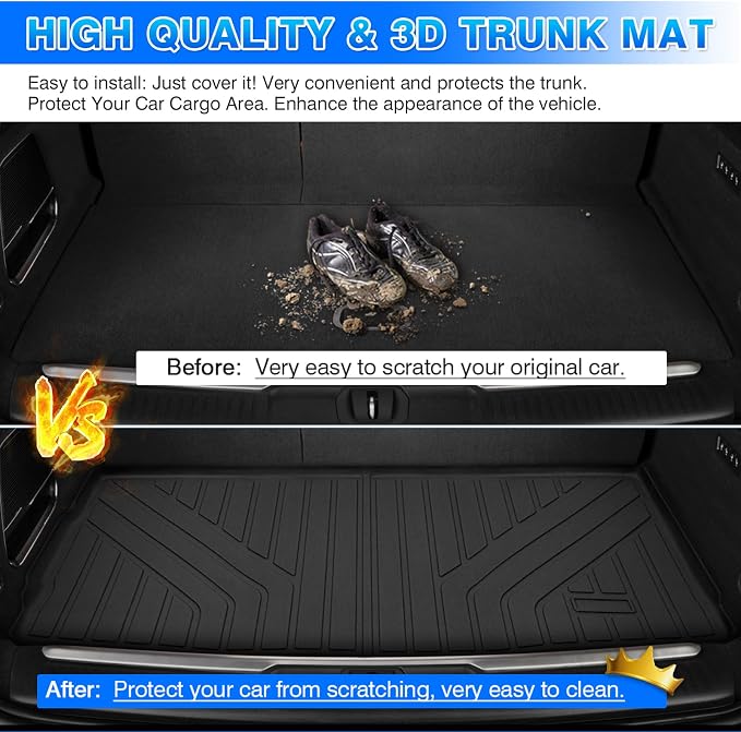 Cartist Cargo Mat for Jeep Wagoneer 2022 2023 2024 2025 2026 Trunk Mat Behind The 3rd Row TPE All Weather Cargo Liner for Wagoneer Accessories Anti-Slip
