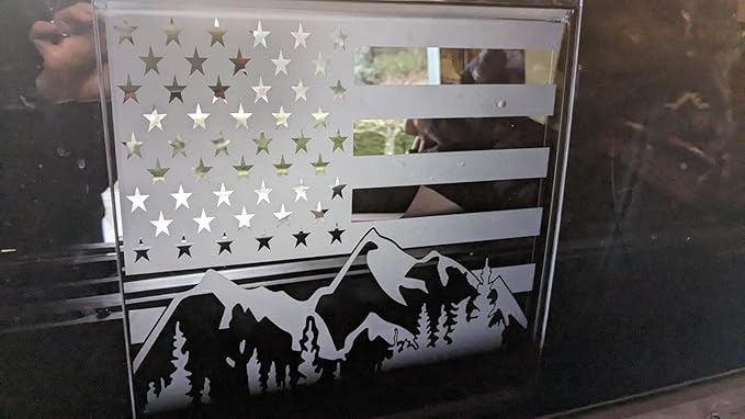 Xinghe for Dodge Ram 2009 to 2024 2025 2026, American Flag Decals Stickers for Truck Back Middle Window, Matte Black USA Flag Decal