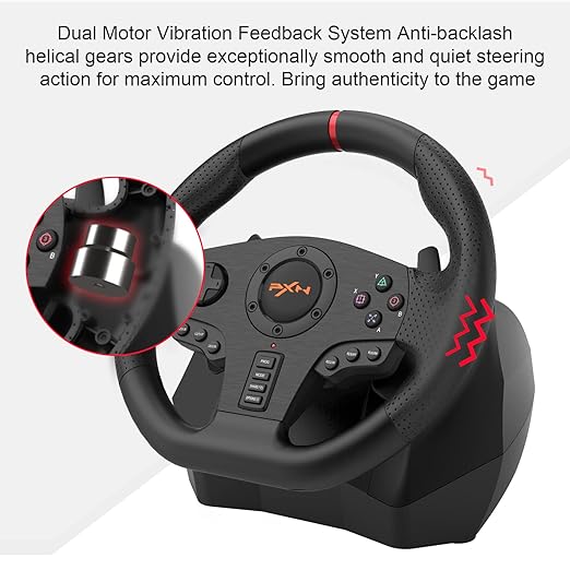 Racing Steering Wheel for PC - PXN-V900 270°/900° Rotation Gaming Steering Wheel with Pedals
