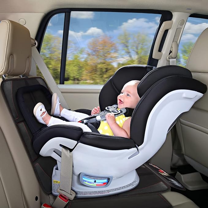 Bacgnyer Car Seat Protector, 2 Pack, Thickest Padded 600D Fabric Padding, Waterproof, Durable, Anti Slip Backing, Child Seat Protection, Suitable for Babies, Toddlers, Children