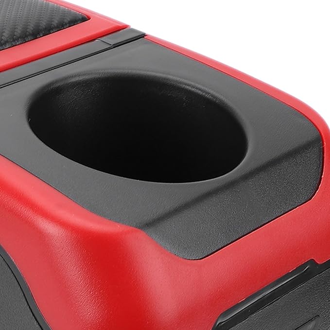 Universal Car Armrest Box with 6 USB Charging Ports Double Layer Car Organizers and Storage Car Arm Rest Console Organizer for SUV Truck Car (Red)
