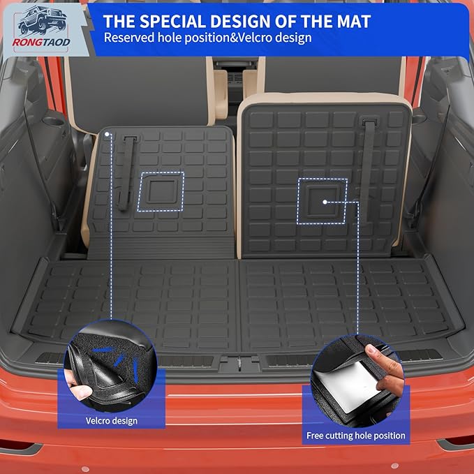 Rongtaod 6 Seats Floor Mats Compatible with 2020-2025 2026 Ford Explorer Captain Chairs Trunk Liner Cargo Liner Cargo Mat 2024 Explorer Accessories (Floor Mats+Trunk Mat with Backrest Mat)