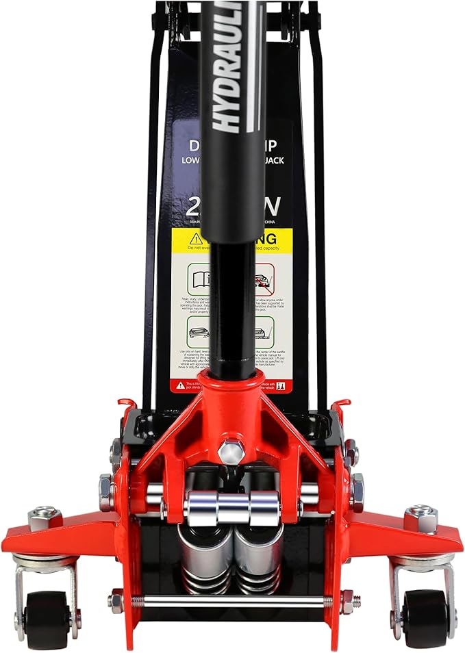 Floor Jack 2.5 Ton Low Profile Capacity Fast Lift Service Jack Steel Heavy Duty Hydraulic Car Jack with Dual Pistons Quick Lift Pump for Sport Utility Vehicle, Lifting Range 3.5"-19.5",Red