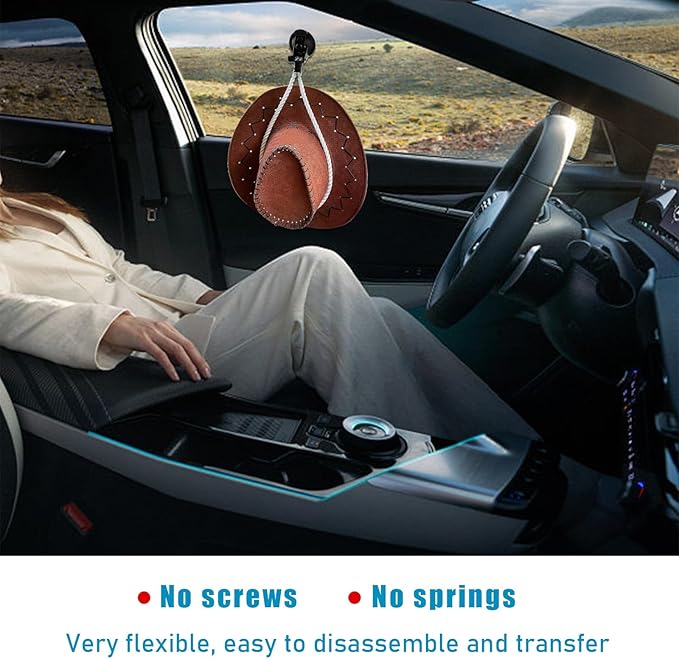Ziciner Cowboy Hat Mounts for Your Vehicle, Hat Mounts with Suction Cup, Hat Holder Rack to Keeps Your Hat Securely On The Dash, Auto Universal Interior Accessories for SUVs, Cars (White)