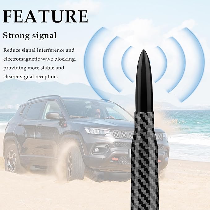 Car Bullet Antenna,Truck Exterior Decoration Accessories Car Vehicle Replacement Antenna Conpatible with Ford F150 RAM 1500 GMC Heavy Duty Pickup Trucks Accessories(Carbon Fiber Black)