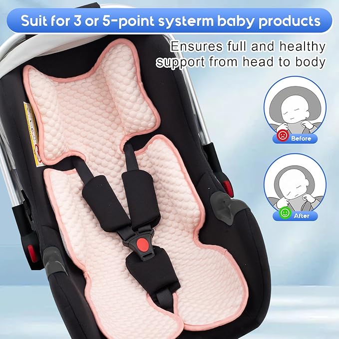 Baby Car Seat Cooling Pad, Mink Dot Carseat Cooler Mat for Girls Boys, Stroller Pad with 3D Breathable Mesh, Multifunctional Infant Insert Liner for Summer