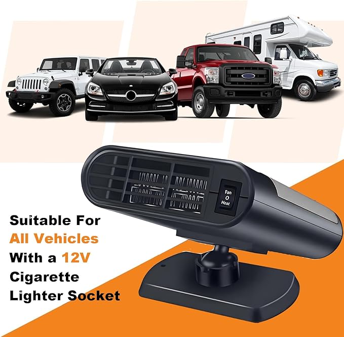 Car Heaters for Vehicle,12V Car Heater Portable Car Heater that Plugs into Cigartte Lighter,360° Rotatable Fast Heating Windshield Defroster,2-in-1 Fast Heating & Cooling (Grey)