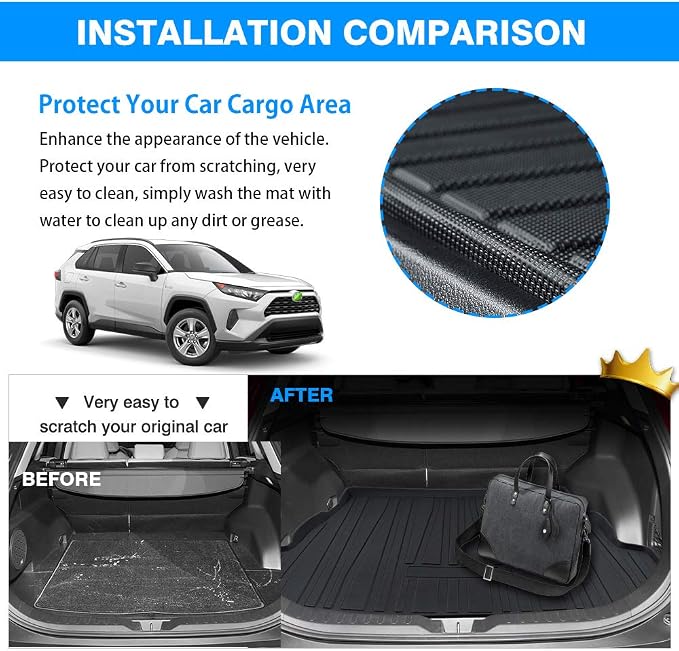 Powerty Cargo Trunk Liner for 2019-2024 2025 Toyota RAV4 Accessories, All Weather Heavy-Duty TPE Car Rear Truck Mat Cargo Protector