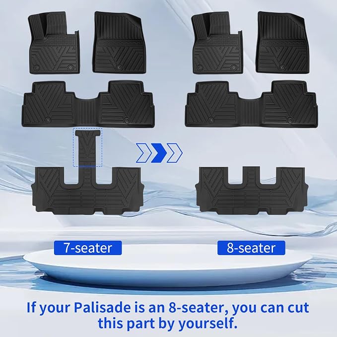 Rongtaod Floor Mats Compatible with 2020-2025 Hyundai Palisade Cargo Mat Cargo Liner Back Seat Protector 2024 Palisade Accessories (Floor Mats+Trunk Mat with Backrest Mats+Sub Trunk Mat)