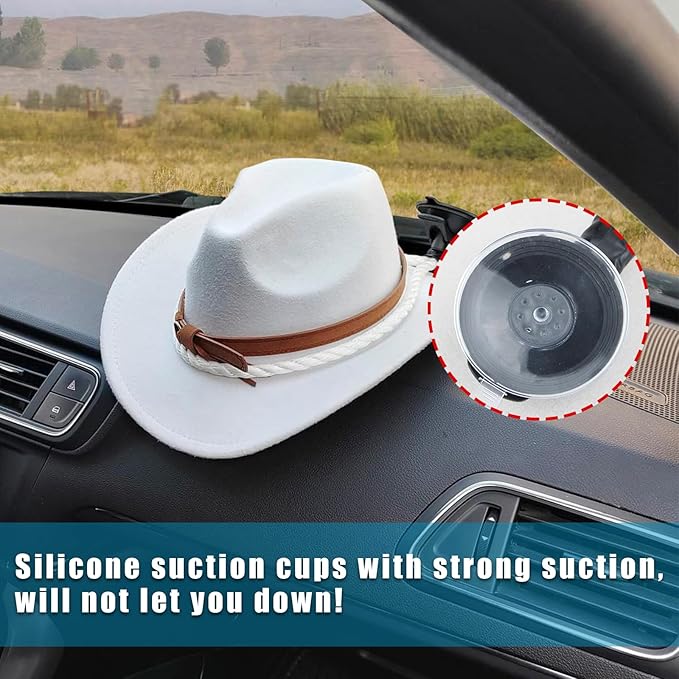 Ziciner Cowboy Hat Mounts for Your Vehicle, Hat Mounts with Suction Cup, Hat Holder Rack to Keeps Your Hat Securely On The Dash, Auto Universal Interior Accessories for Trucks, SUVs, Cars (Gray)