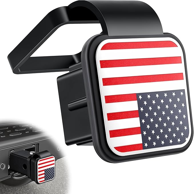 SINGARO 2 Inch Universal Flag Tow Hitch Covers, Trailer Hitch Cover Tube Plug Insert, Car Exterior Accessories, Receiver Tube Hitch Plug（American Flag-A）