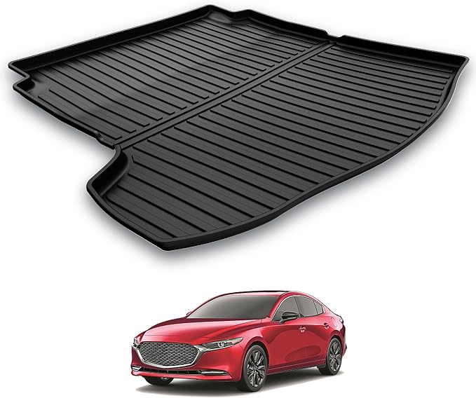 AOMSAZTO Premium Cargo Liner for Mazda 3 Sedan 2019-2025 2026 Custom Fit Car Trunk Mat All-Weather Black Cargo Mat