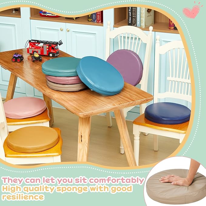 Juexica 8 Pcs Extra Thick Flexible Seating Floor Cushion Assorted Colored Floor Pillow Classroom Seat Cushion Soft Classroom Seating for Kid Learning(Morandi Color,13.8 x 13.8 x 2 Inch,Round)