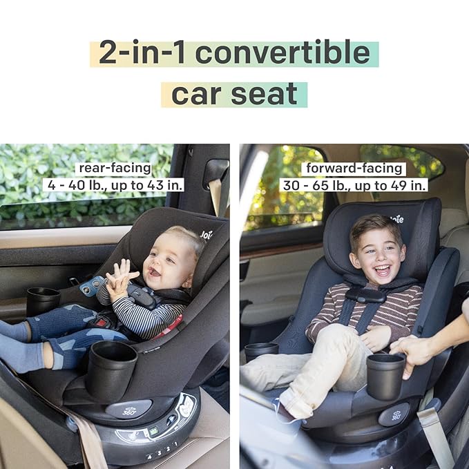 Chili Spin SI Rotating 2-in-1 Convertible Car Seat, Rear and Forward-Facing, No-Rethread Harness, Tested for Safety Standards (Mocha)