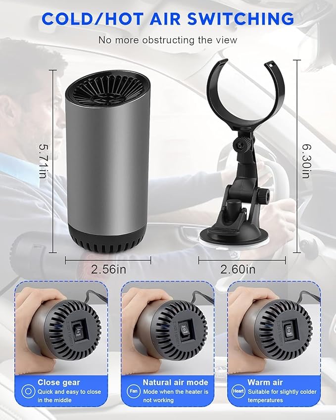 Car Heater, 12V 150W Portable Car Heater, 2 in 1 Fast Heating and Cooling Defroster Defogger Plug into Cigarette Lighter