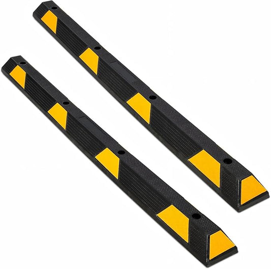 1 Pack 72" Heavy Duty Rubber Parking Curb, 55000 LBS Capacity Parking Stopper with Reflective Stripes, Garage Parking Floor Stop for Vehicles Truck Driveway