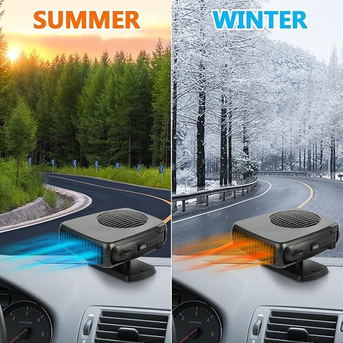 12V Portable Car Heater & Defroster - 150W, Plugs into Cigarette Lighter, 2-in-1 Heating & Cooling for Quick Anti-Fog Warmth, Demister for Car/Vehicle/Truck/SUV