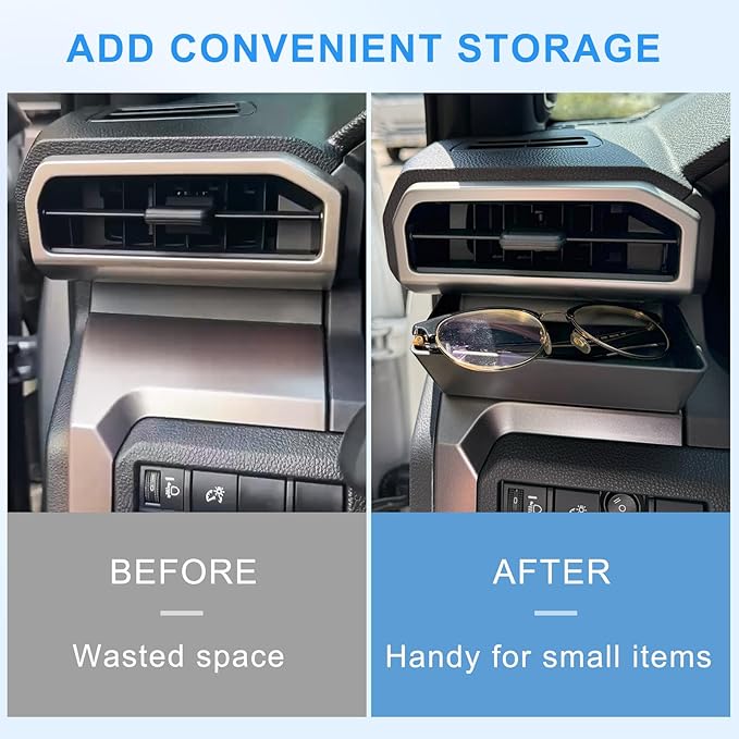 Driver's Air Vent Storage Tray Compatible with 2024 2025 2026 Toyota Tacoma and 2025 2026 Toyota 4Runner Accessories Driver's Side Extra Storage Organizer for Key Coin Card (Upgrade, No need for tape)