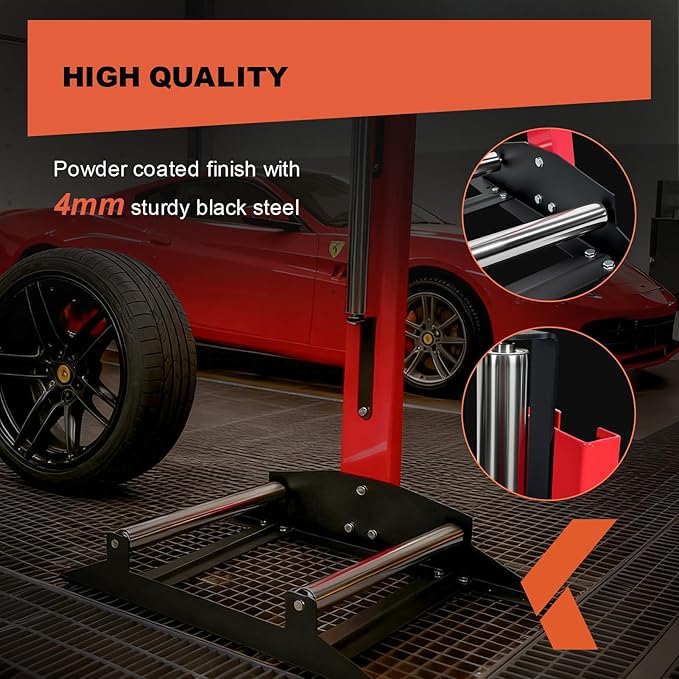 Rolling Wheel Detailing Stand Heavy Duty Wheel Cleaning Stand 360° Rotating Tire Stand for Wheel Rim Cleaning, Ceramic Coating, Polishing Applying Tire Shine & Car Wheel Wash