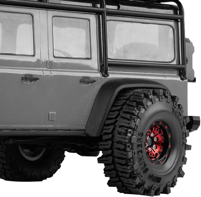 1.0 RC Wheels RC Truck Tires for 1/18 1/24 TRX4M,SCX24,FCX24 RC Crawler,Alloy 1.0‘’ Beadlock RC Truck Tires RC Wheels (4pcs Red)