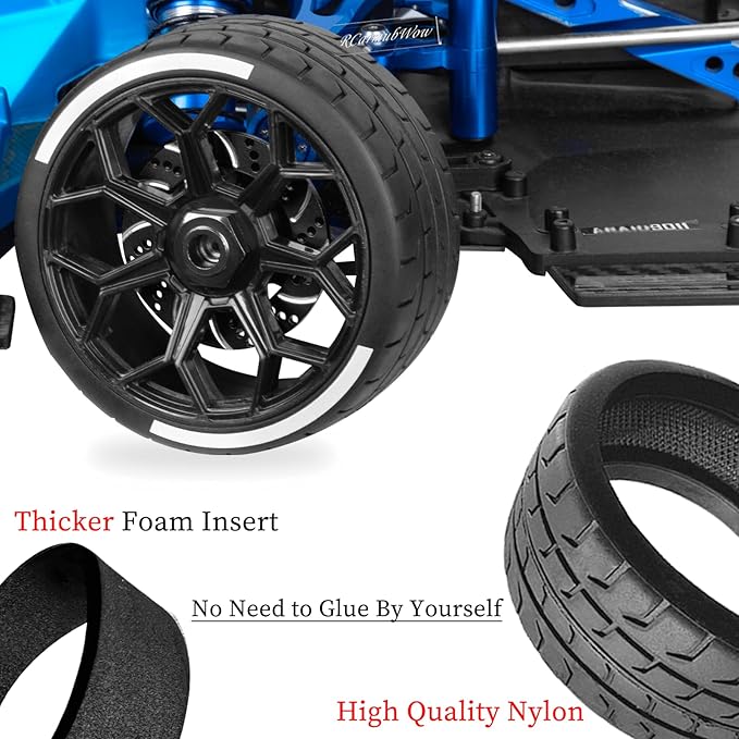 RC Wheels and Tires for 1/7 Felony 6S BLX,RC Truck Tires RC Wheels and RC Tires,4pcs Highway Tires(2 Big 2 Small),Black