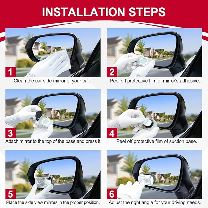 LivTee Blind Spot Mirrors, Flat Oval HD Glass Frameless Convex Rear View Mirrors, Wide Angle Adjustable Stick for Side Mirror, Automotive Exterior Accessories for Car, SUV & Trucks, Pack of 2