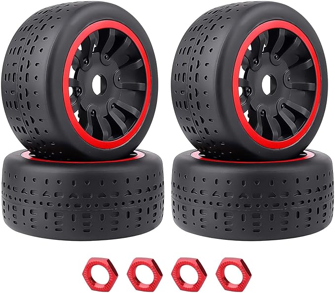 HobbyPark 17mm Hex Pre-Glued 42/100 2.9 Belted Tires and Wheels RC Street Tire with Foam Inserts for 6s High Speed Runs fit for 1/7 Arrma Infraction Felony 6S BLX Limitless 1/8 Typhon 6S 3S (Set of 4)