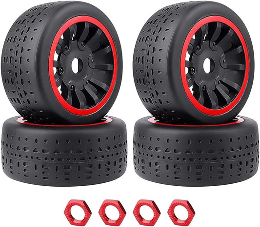 HobbyPark 17mm Hex Pre-Glued 42/100 2.9 Belted Tires and Wheels RC Street Tire with Foam Inserts for 6s High Speed Runs fit for 1/7 Arrma Infraction Felony 6S BLX Limitless 1/8 Typhon 6S 3S (Set of 4)