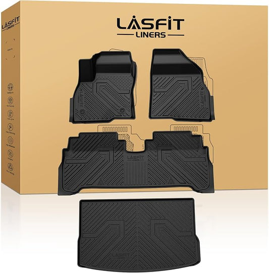 LASFIT Floor Mats & Cargo Liner for Chevy Bolt EV 2027/Bolt EUV 2022-2023 (Not EV), All Weather TPE Custom Fit Floor Mats for Car, Car Mats for Chevy Bolt EUV Accessories (Fit in Upper Position)