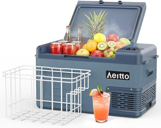 Aeitto 12 Volt Car Refrigerator 25Quart Car Fridge Freezer Electric Cooler Portable Cooler 12V Fridge RV Refrigerator -4℉-68℉ Temp Control 12/24V DC & 100-240V AC for Travel, Camping, RV, Road